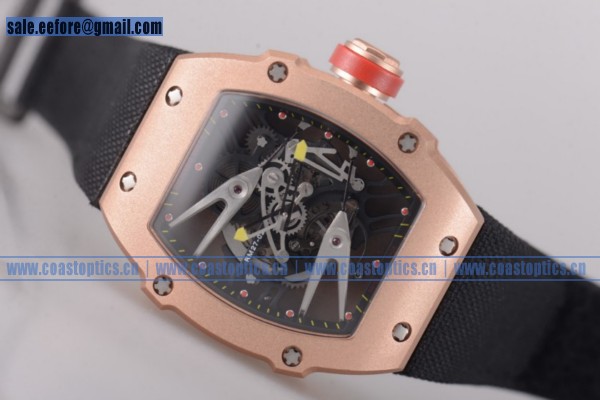 Richard Mille RM027-2 Perfect Replica Watch Rose Gold Black Leather - Click Image to Close